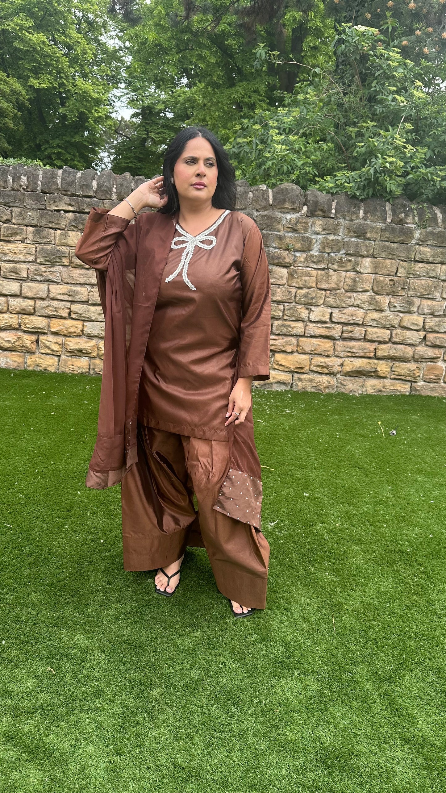 Brown Farshi Shalwar Suit