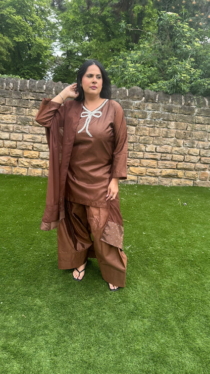 Brown Farshi Shalwar Suit