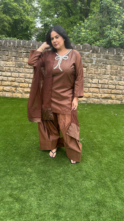 Brown Farshi Shalwar Suit