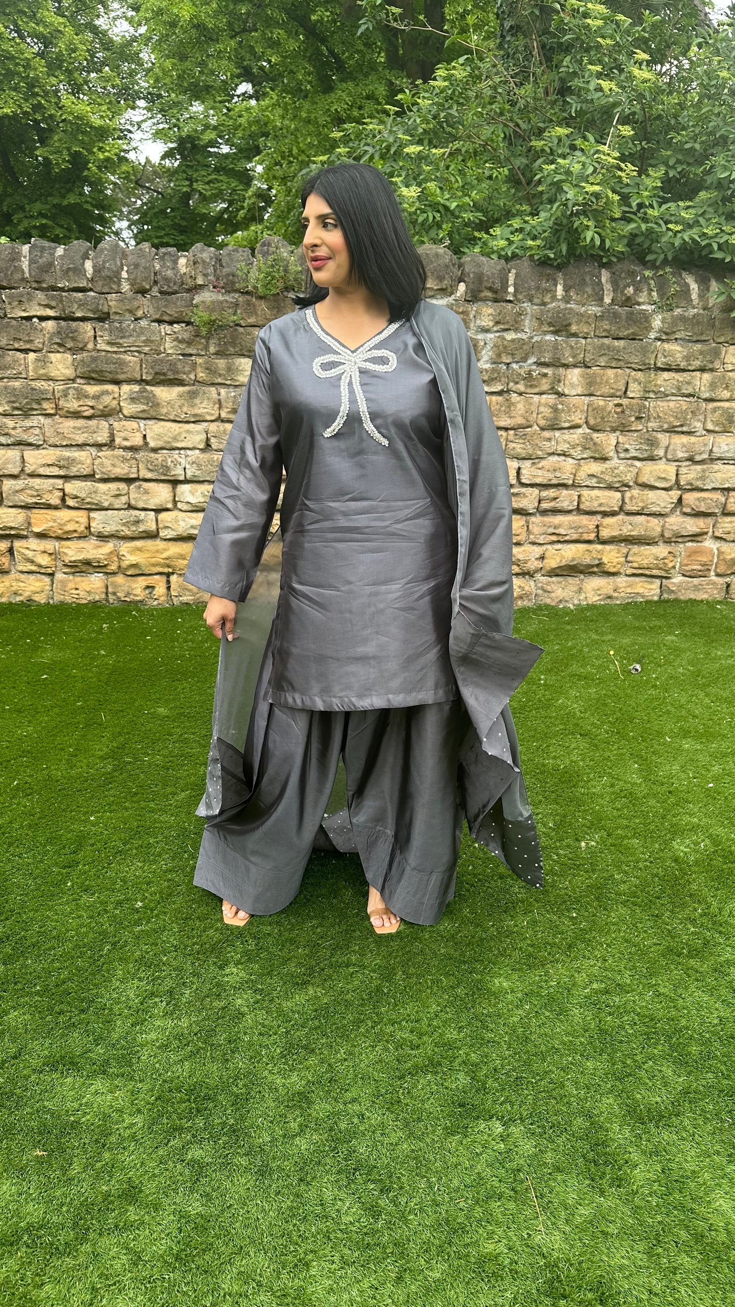 Grey Farshi Shalwar Suit