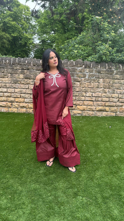 Maroon Farshi Shalwar Suit