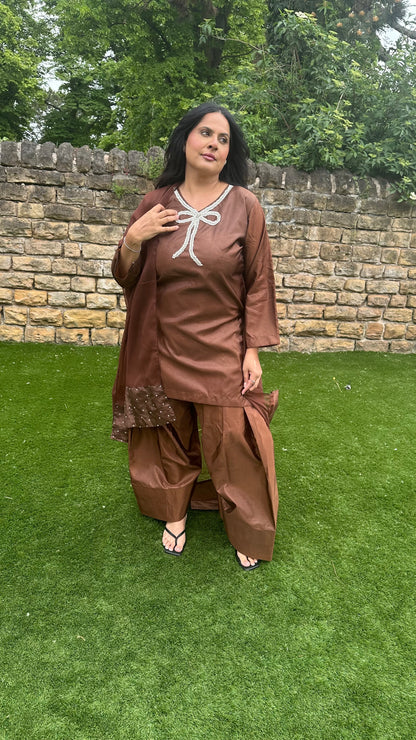 Brown Farshi Shalwar Suit