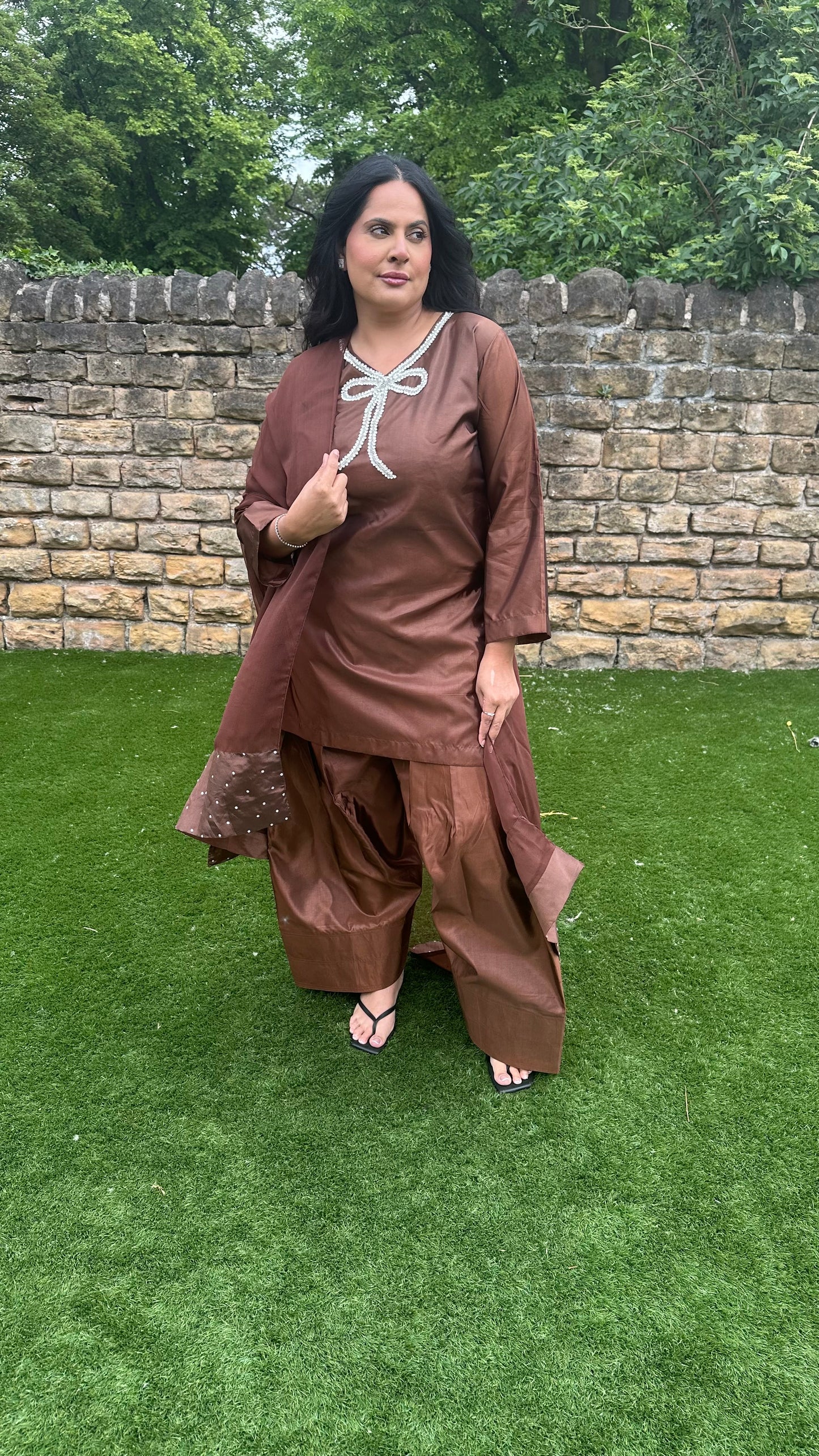 Brown Farshi Shalwar Suit