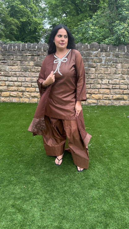 Brown Farshi Shalwar Suit