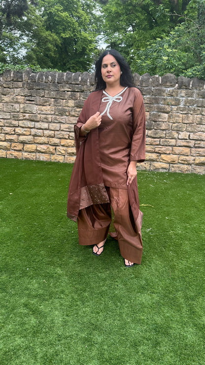 Brown Farshi Shalwar Suit