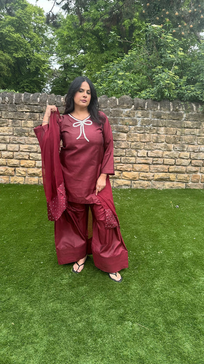 Maroon Farshi Shalwar Suit