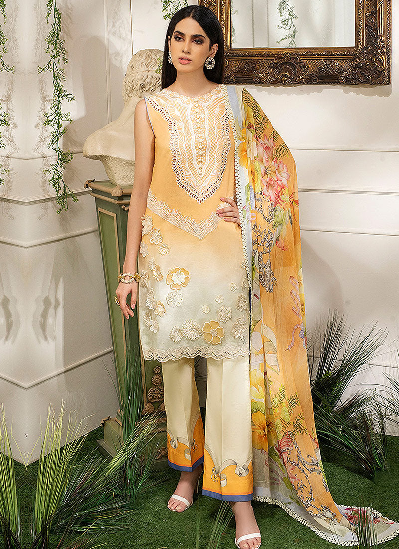 Unstitched Lawn Suit | Mushq