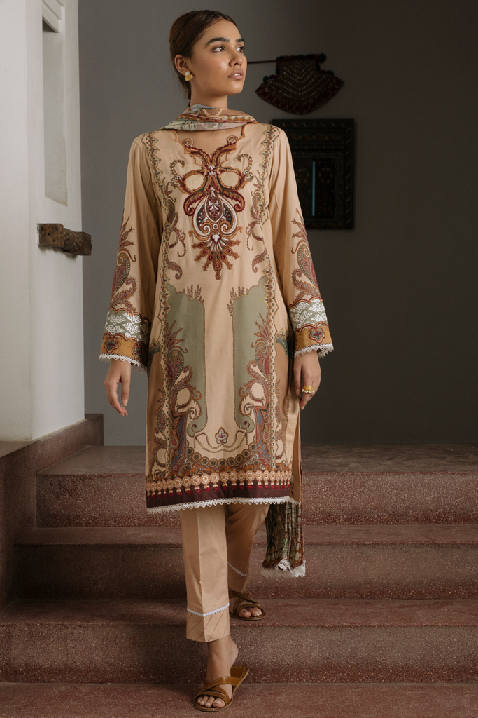 Designer 3 Piece Ready-To-Wear Suit | Qalamkar